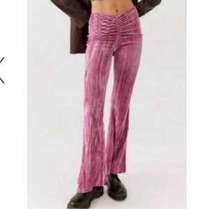 Urban Outfitters Pink Velvet Flare Pants Size Small